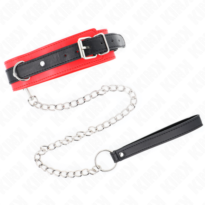 Kink – Basis-Halsband mit Leine 65 cm Modell 3 Rot 53 x 5 cm