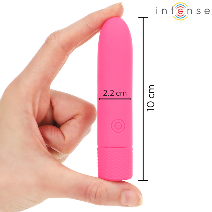 Intense – Symone USB wiederaufladbarer vibrierender Bullet mit 8 Vibrationsmodi, Pink, 10 x 2,2 cm