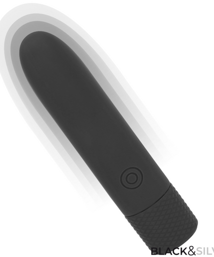 Schwarz & Silber – Geri USB wiederaufladbarer vibrierender Bullet mit 8 Vibrationsmodi, Schwarz, 10 x 2,2 cm