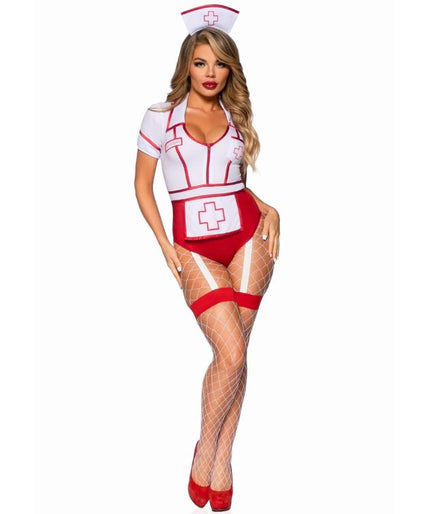 Leg Avenue – Sexy Krankenschwester Kostüm Rot/Weiß S