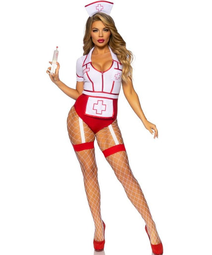 Leg Avenue – Sexy Krankenschwester Kostüm Rot/Weiß S