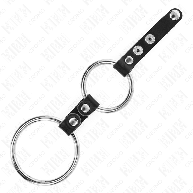 Kink – Doppelter Penisring 3,8 cm bis 5 cm verbunden mit Leder
