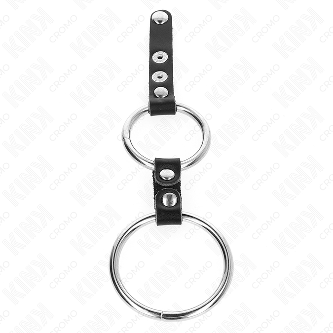 Kink – Doppelter Penisring 3,8 cm bis 5 cm verbunden mit Leder