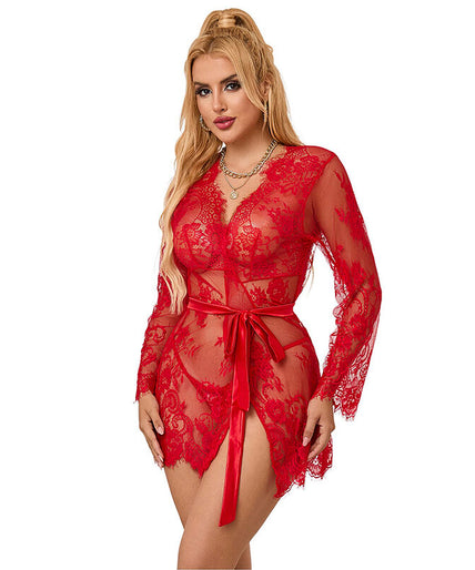 Subblime – 953782 Lace Nightgown + Thong Red L/xl
