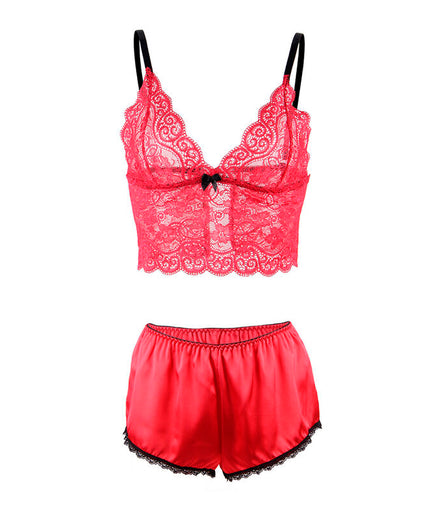 Subblime – 953904 Silk And Lace Nightgown + Panties Red L/xl