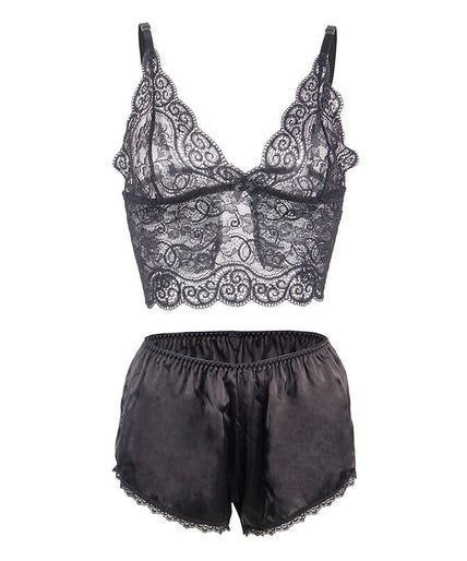 Subblime – 953911 Silk And Lace Nightgown + Panties Black S/m