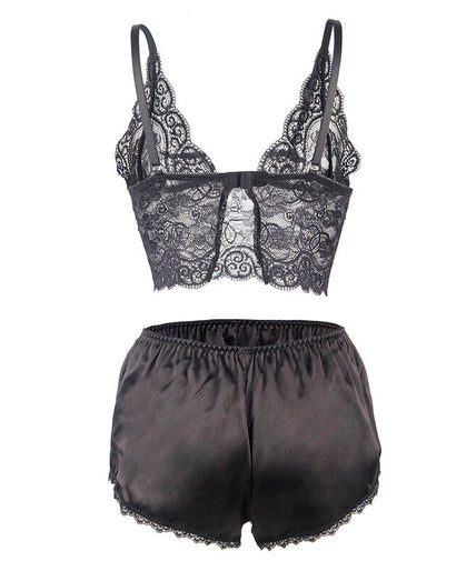 Subblime – 953928 Silk And Lace Nightgown + Panties Black L/xl