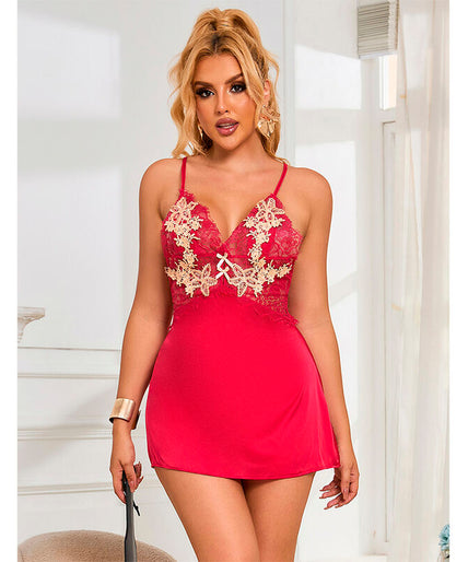 Subblime – 954123 Babydoll With Red Floral Design S/m