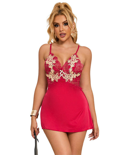 Subblime – 954130 Babydoll With Red Floral Design L/xl