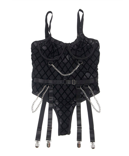 Subblime – 9542277 Body With Chains + Garter Belt Black L/xl