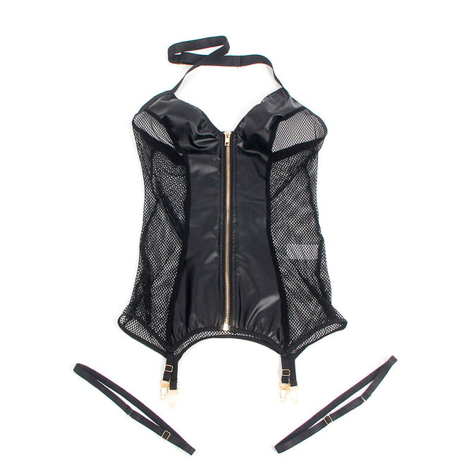 Subblime – 954451 Sexy Mesh Jurk Leer Zwart L/xl