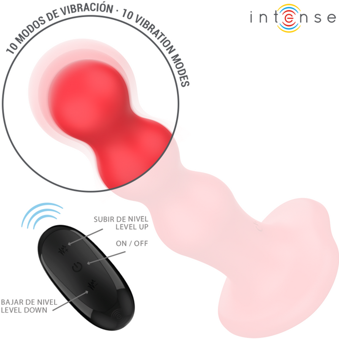 Intense – Cody Vibrator mit Saugnapf Rot Fernbedienung 