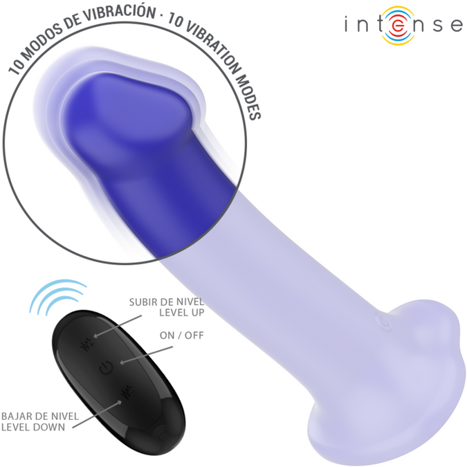 Intense – Victoria vibrator met zuignap 10 vibraties Donkerblauw met afstandsbediening