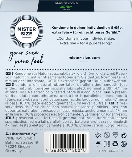 Mister Size – Condoms Size XS 47 Mm (3 Units)