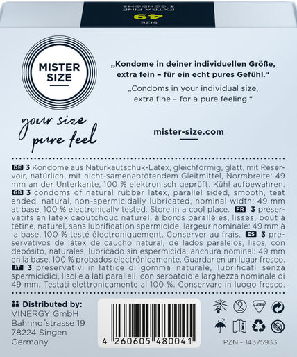 Mister Size – Condom Size S 49 Mm (3 Units)
