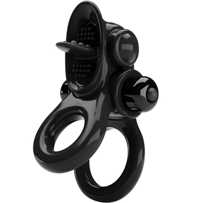 Pretty Love – Passionate Ring Double Vibrating Ring + Clitoris Stimulator Black