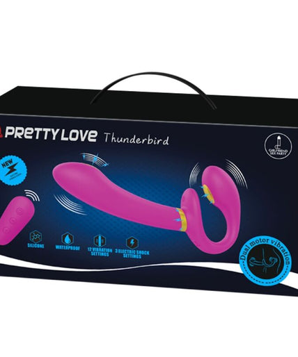 Pretty Love – Thunderbird Doppel-Riemen-On-Vibrator Fernbedienung Lila
