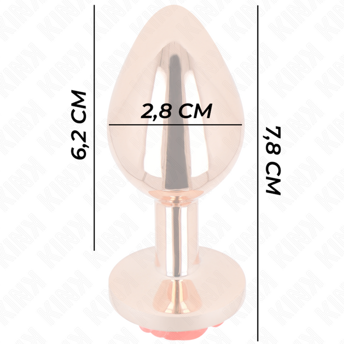 Kink – Roze Gouden Anale Plug met Rode Roos S