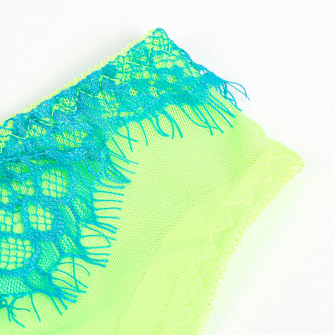 Subblime – 955311 Set van beha met kant en jarretels in groen en blauw S/m