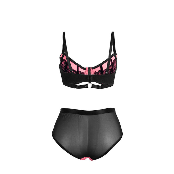 Subblime – 955588 Pinkes Lackleder-Netz-Reißverschluss-BH-Set L/xl