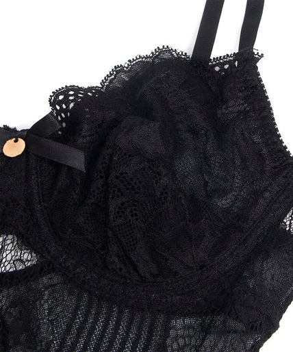 Subblime – 955618 Lace Bodysuit With Bottom Closure Black S/m
