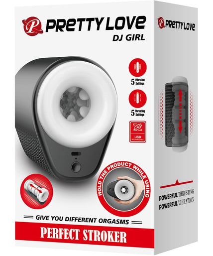 Pretty Love – Dj Girl Männlicher Masturbator mit Vibration 5 Einstellungen Schwarz