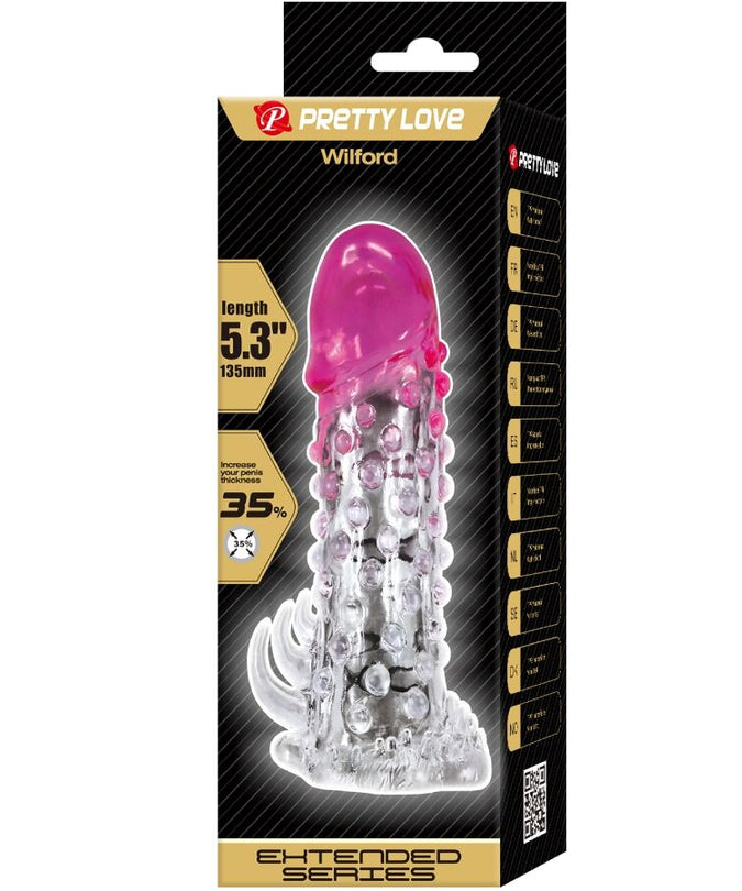 Pretty Love – Wilford realistische Vergrößerungshülle mit geprägtem Penis, Pink