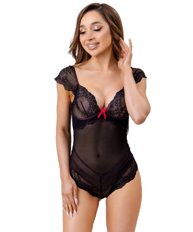 Livco Corsetti Fashion – Evelyn Lc 20243 Body With Lace Trimming And Transparencies Black S/m