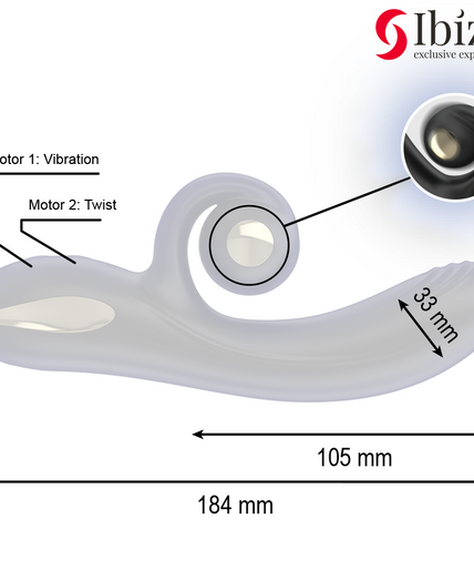 Ibiza – Twister Vibrator mit gebogenem Stimulator und Vibro-Rotation