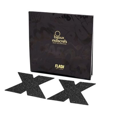 Bijoux – Indiscrets Flash Cross Schwarze Brustwarzenabdeckungen