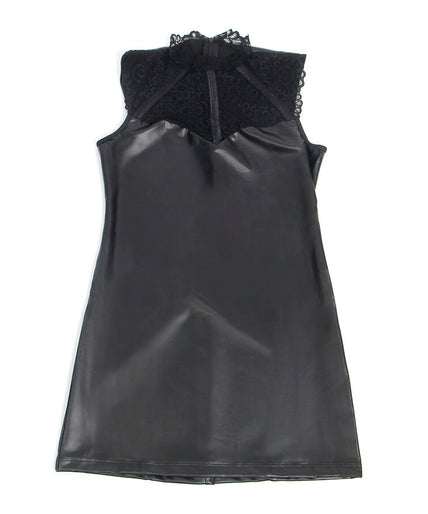 Subblime – 957544 Lace Collar Leather Dress Black S/m