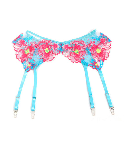 Subblime – 957650 Blumenbesticktes BH- und Strapsgürtel-Set Rosa L/XL