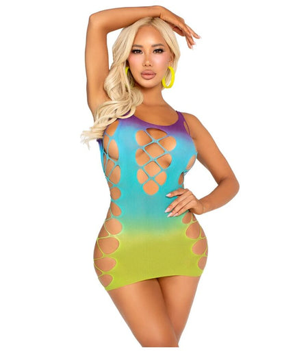 Leg Avenue – Nahtloses Minikleid mit Öffnungen Ocean