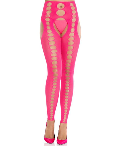 Leg Avenue – Trägerlose und nahtlose blickdichte Strümpfe Neonpink
