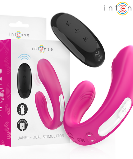 Intense – Janet Dual U-förmiger Stimulator und Vibrator mit Fernbedienung Pink
