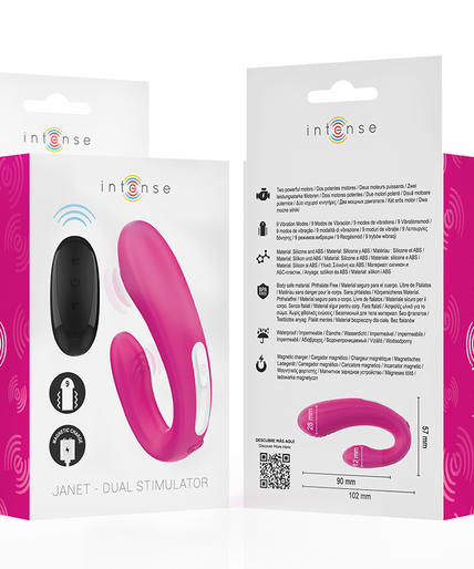 Intense – Janet Dual U-förmiger Stimulator und Vibrator mit Fernbedienung Pink