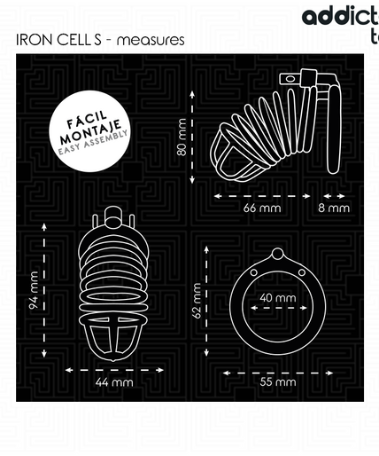 Addicted Toys Locked – Iron Cell Metal Penis Cage 4 Cm Size S