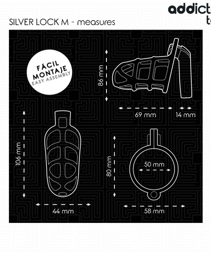 Addicted Toys Locked – Silver Lock Penis Cage Metal Size M