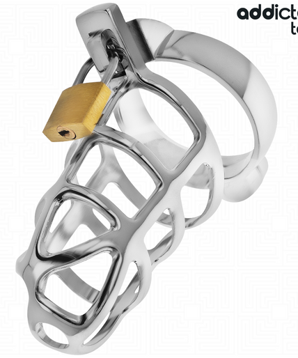Addicted Toys Locked – Silberner Penis-Käfig aus Metall Größe M
