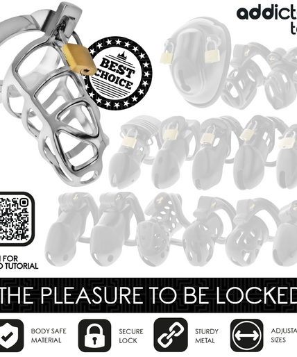 Addicted Toys Locked – Silver Lock Penis Cage Metal Size M