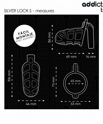 Addicted Toys Locked – Silver Lock Metal Penis Cage Size S