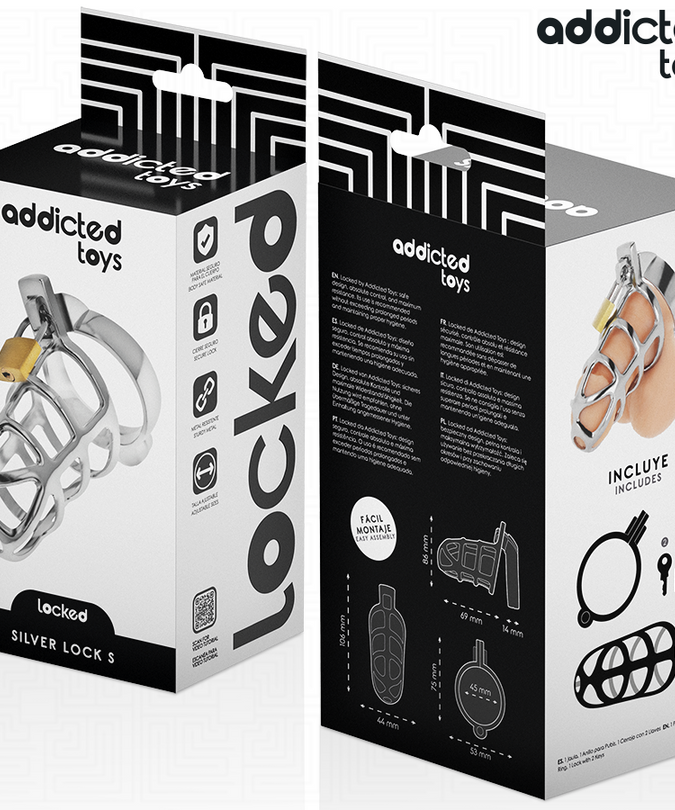 Addicted Toys Locked – Silver Lock Metal Penis Cage Size S