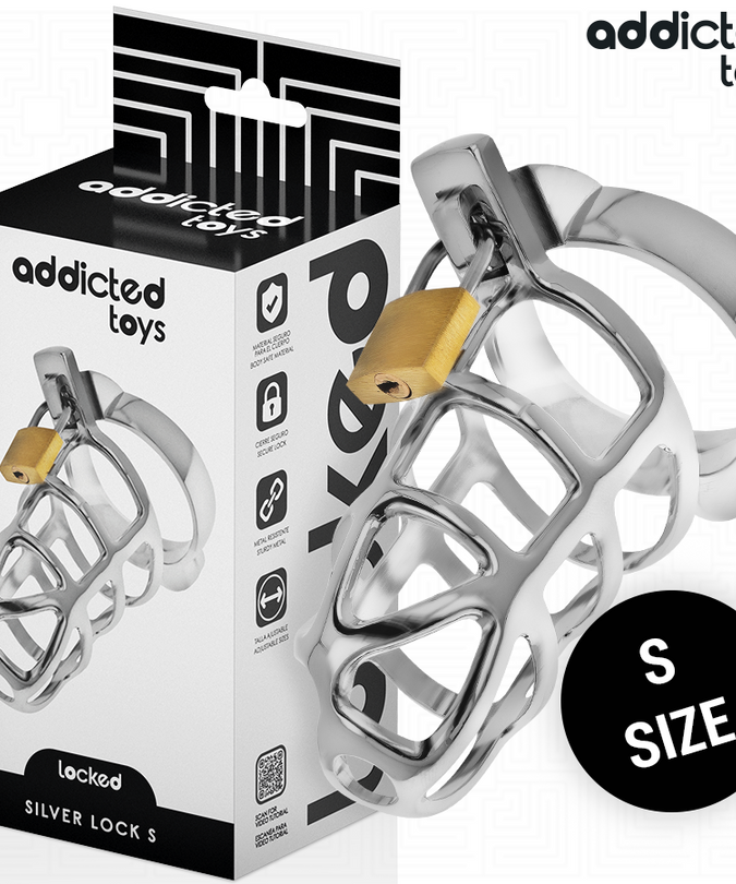 Addicted Toys Locked – Silver Lock Metal Penis Cage Size S