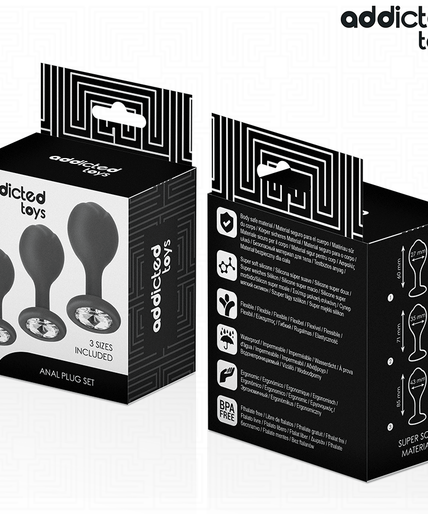 Addicted Toys – Set Of 3 Anal Plug Silicone With Jewel
