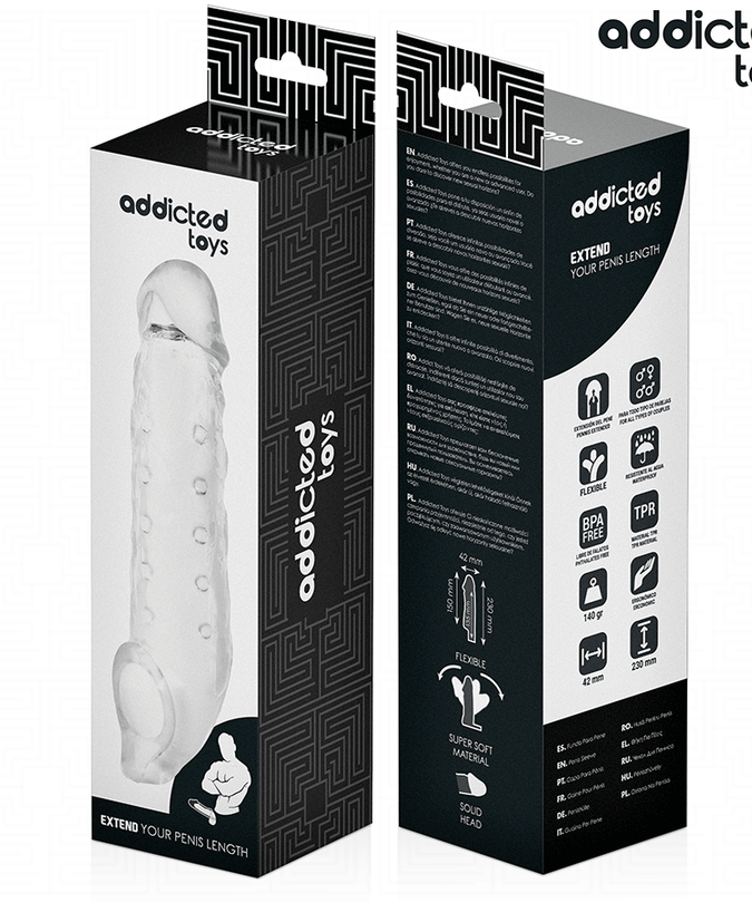 Addicted Toys – Transparente Penishülle Größe M 27 cm 