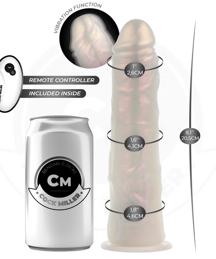 Cock Miller – Dildo mit Saugnapf, Licht und Vibration mit Fernbedienung Weiß 20,5 Cm