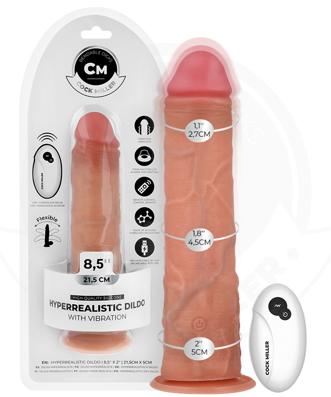 Cock Miller – Realistic Dildo With Suction Cup And Vibration With Remote Control 21.5 Cm