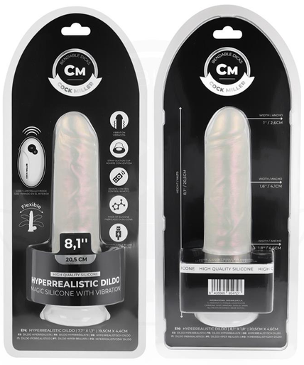 Cock Miller – Dildo mit Saugnapf, Licht und Vibration mit Fernbedienung Weiß 20,5 Cm