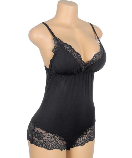 Subblime – Black Floral Lace Detail Teddy L/xl