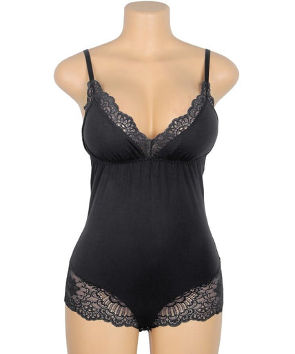 Subblime – Black Floral Lace Detail Teddy L/xl